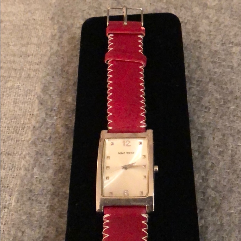 Nine West red leather watch